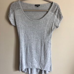 Express Silver Rhinestone Capped Sleeve Blouse S